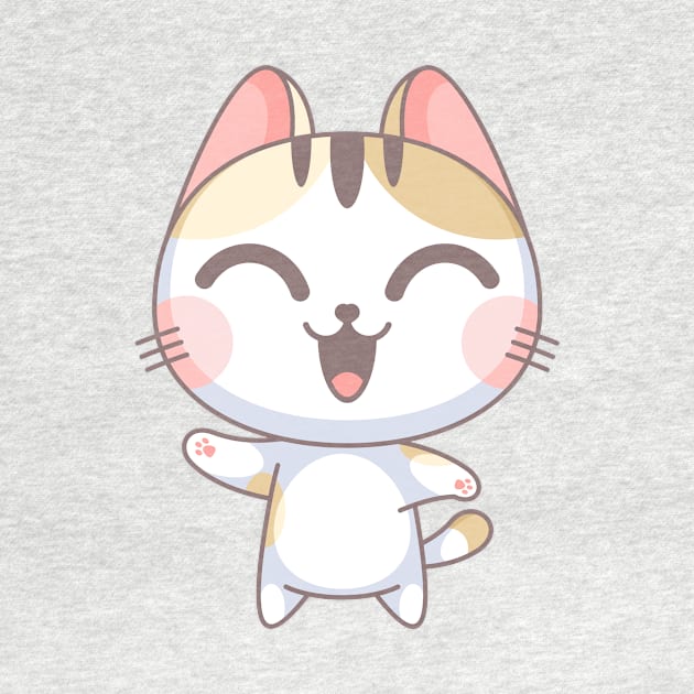 He cute cat waving his hand while laughing by Wawadzgnstuff